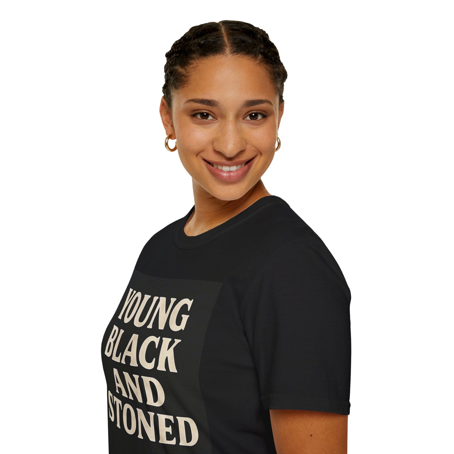 Young Black and Stoned T-Shirt - Unisex Softstyle Tee, Casual Wear, Streetwear, Gift for Friends, Comfortable Everyday Shirt