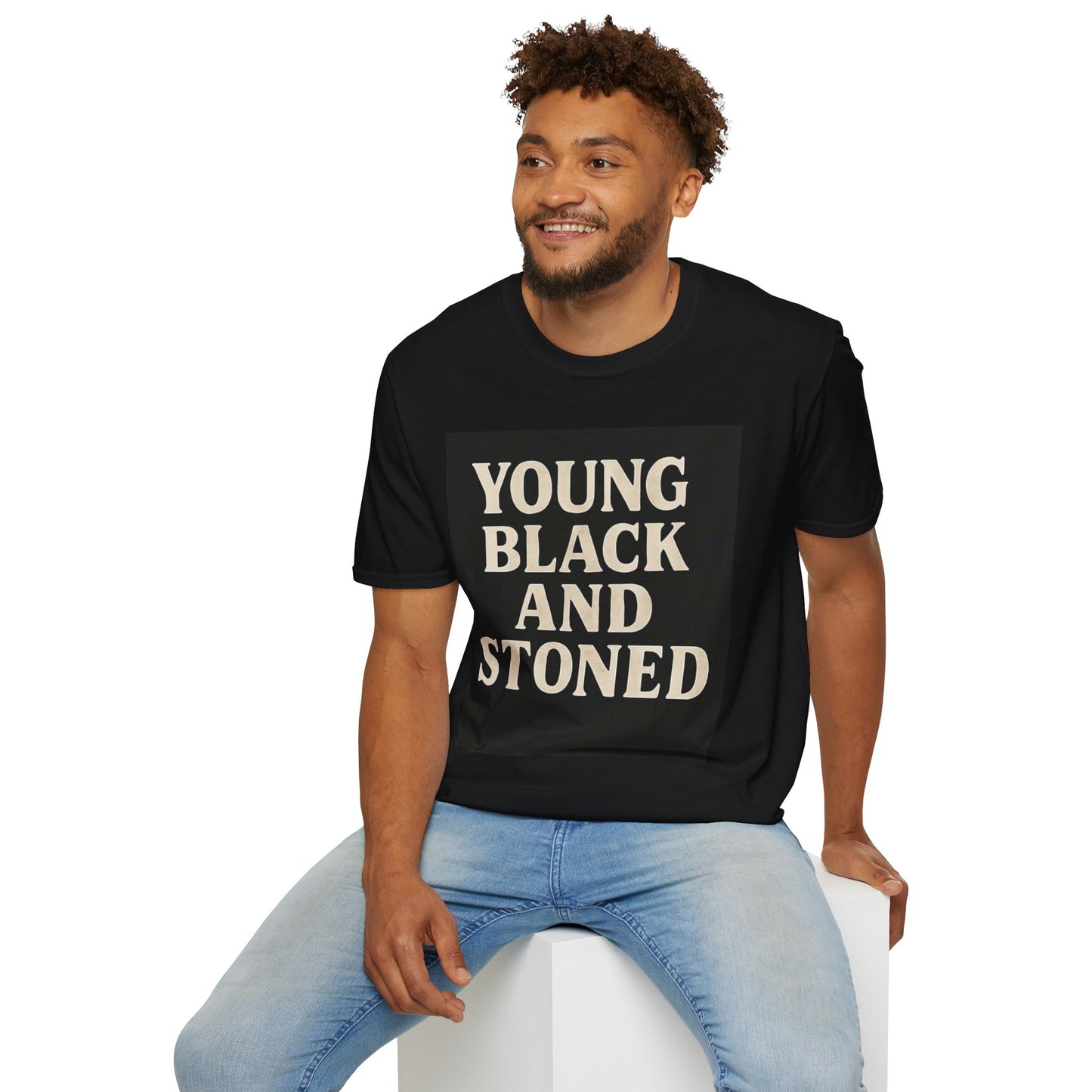 Young Black and Stoned T-Shirt - Unisex Softstyle Tee, Casual Wear, Streetwear, Gift for Friends, Comfortable Everyday Shirt